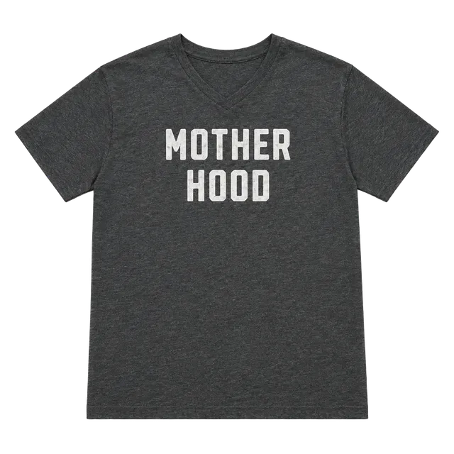 Motherhood V-Neck Graphic T-Shirt Gray