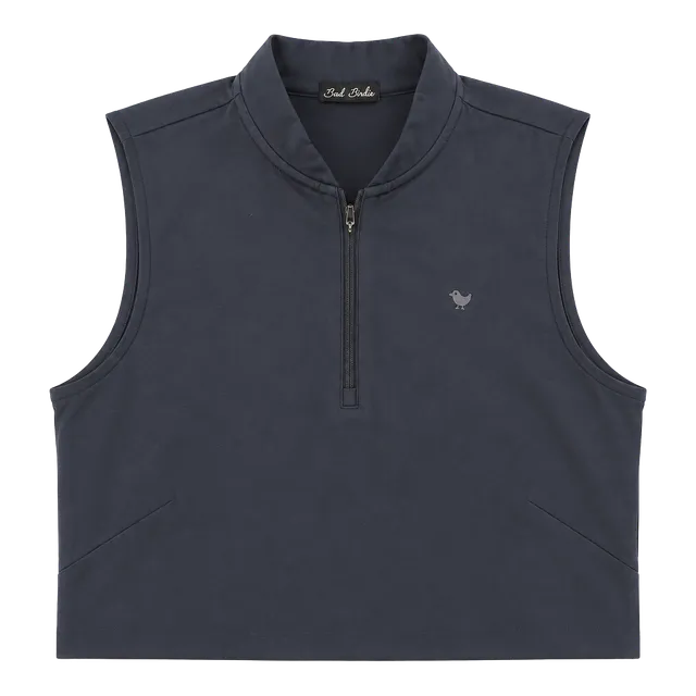 Bad Birdie Mock Neck Zip Sleeveless Golf Shirt Size L Blue Womens