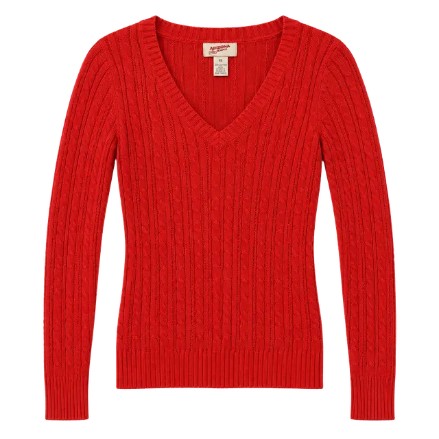 Arizona Jeans Co. Ribbed V-Neck Sweater Size XS Red Cotton Blend