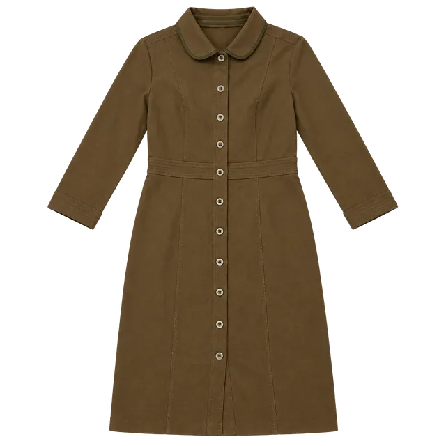 Boden Dress Size US 4R Brown/Olive Button Front Ponte Knit Career