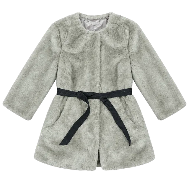 Women’s Gap Faux Fur Belted Coat Size Small Taupe Grey