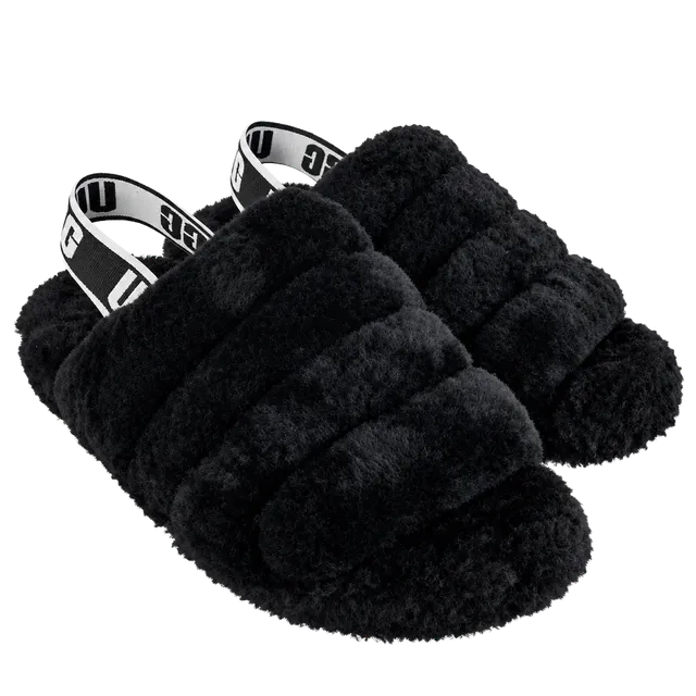 KIDS UGG Fluff Yeah Slide Slippers Black