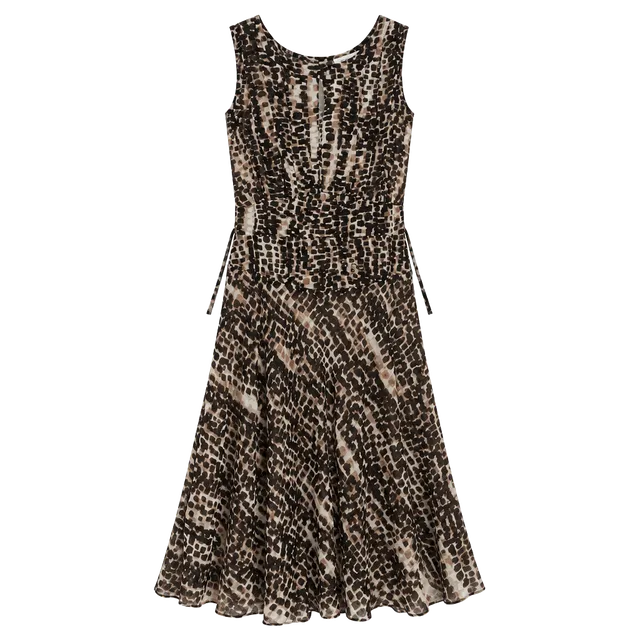 Calvin Klein Animal Print Chiffon Sleeveless Midi Dress Size 2 Party Glam