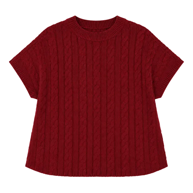 Olivaceous Red Cable Knit Cotton Sweater Vest  Large Burgundy Red Preppy 