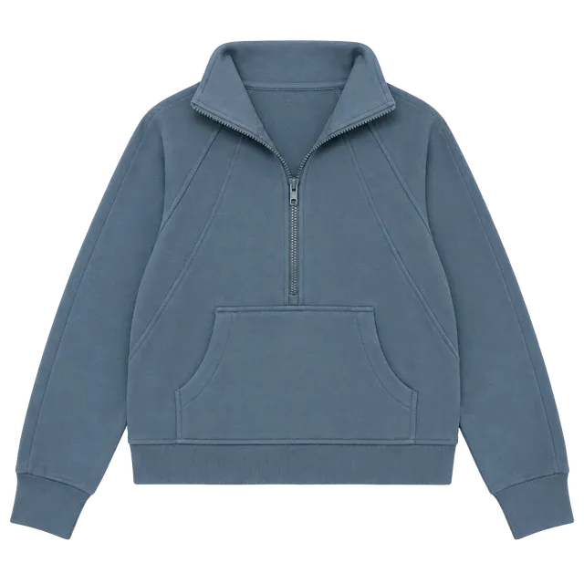 Zenana Half Zip Pullover Sweatshirt Size L Blue