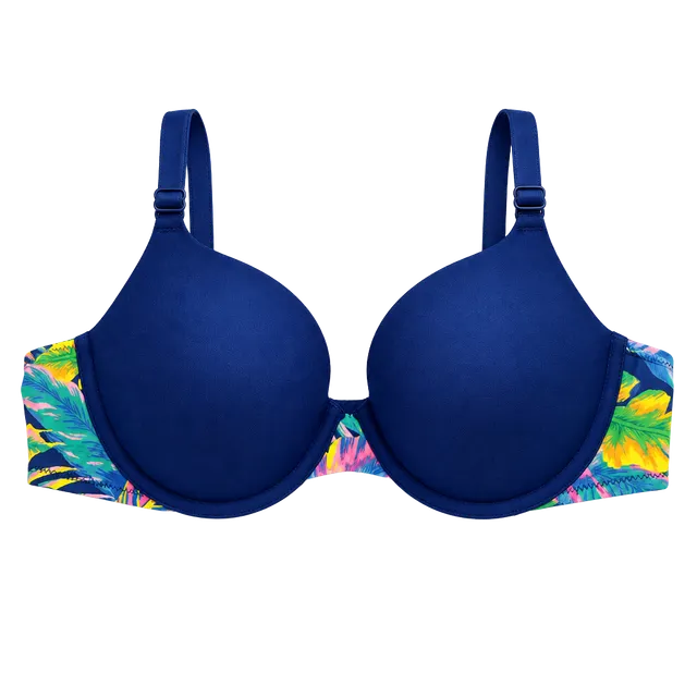 Victoria's Secret Pink Wear Everywhere T-Shirt Bra Size 36B Blue Floral
