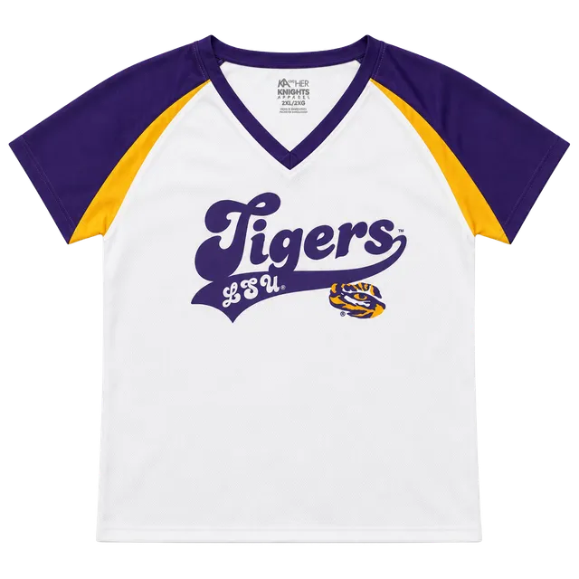 LSU Tigers Jersey Size 2XL White Purple Gold 18 Knights Apparel 