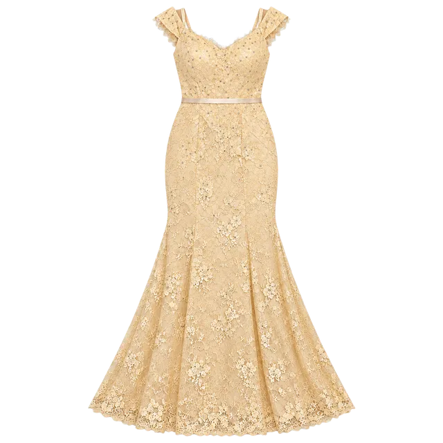 Morilee Champagne Lace Mermaid Evening Dress. . Missing Label