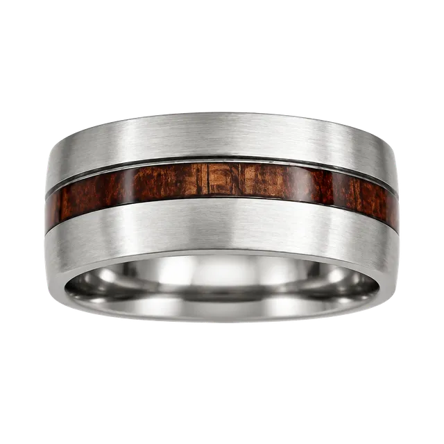Tungsten Carbide With Koa Wood Inlay Ring 8mm Band Size 7