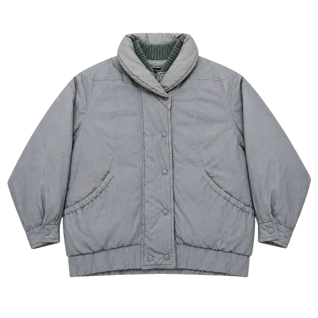 Vintage Outer Works Down Puffer Jacket Blue M Korean Made 80s Bomber Coat