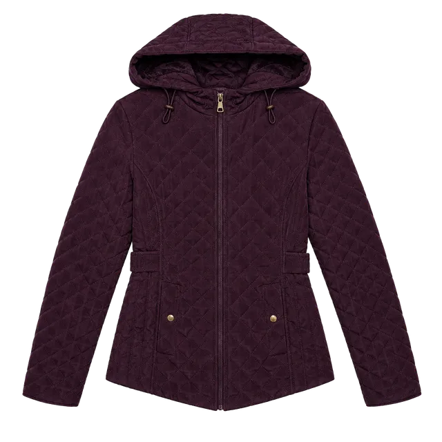 Vintage Y2K Esprit Quilted Hooded Jacket Women’s Plum-S