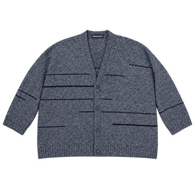 Shirin Guild Wool Cashmere Gray Striped Button Cardigan Sweater