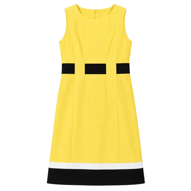 Calvin Klein Dress Size 10 Yellow Black White Colorblock Sleeveless