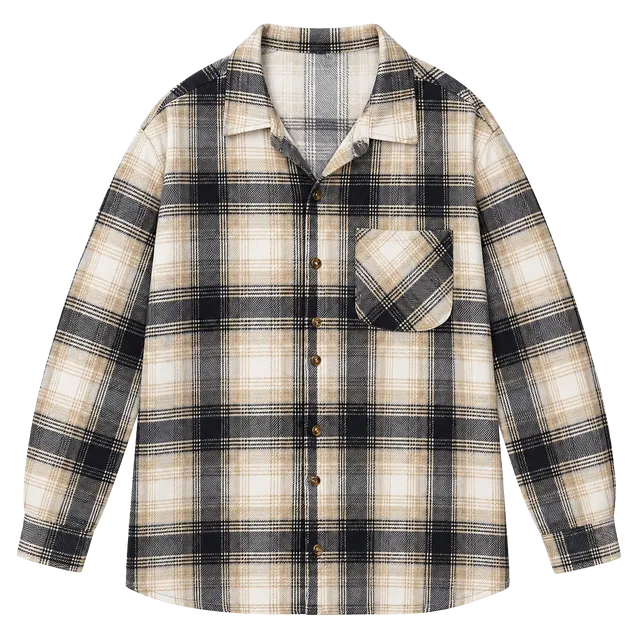 Eden & Olivia Maternity Plaid Flannel Shirt Size 1X Black Beige