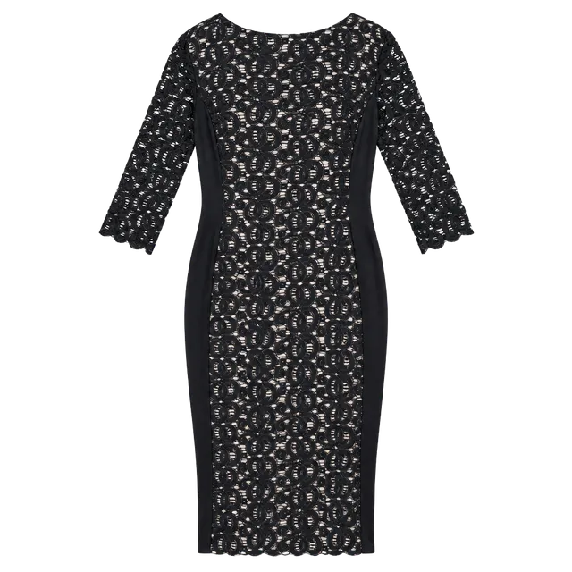 Anne Klein Black Lace Dress Size 16 – Nude Lining – Cocktail Party Dress