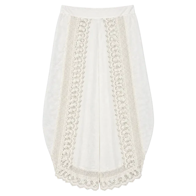 Josa Beachwear by Japna Pants Size XL White Viscose Crochet Trim Harem