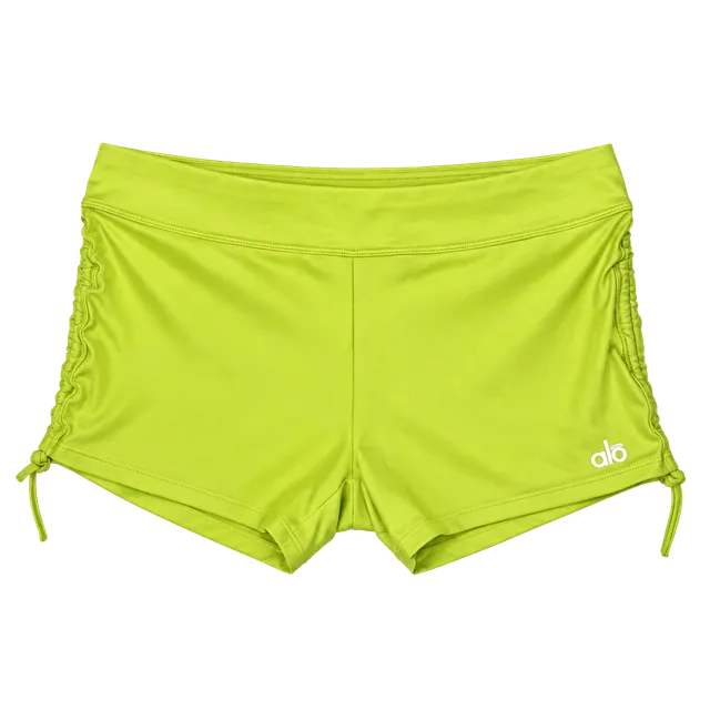 Alo Yoga Ruched Shorts Size M Neon Yellow Athletic