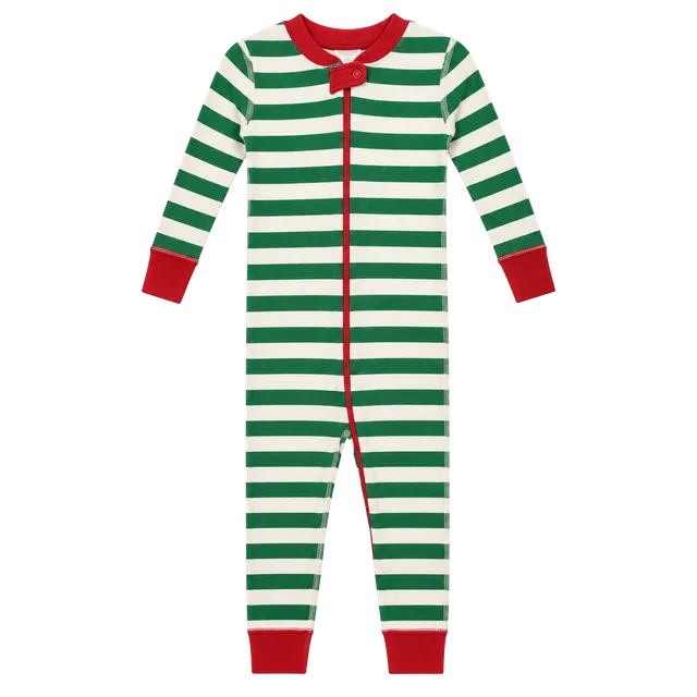Hanna Andersson Holiday Stripe Zip Pajama Size 90 US 3 NWOT