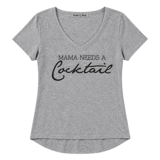 Twine & Stark Mama Needs A Cocktail T-Shirt Size Small Grey V-Neck