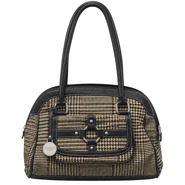 Chaps Houndstooth Shoulder Bag Brown Plaid Purse
