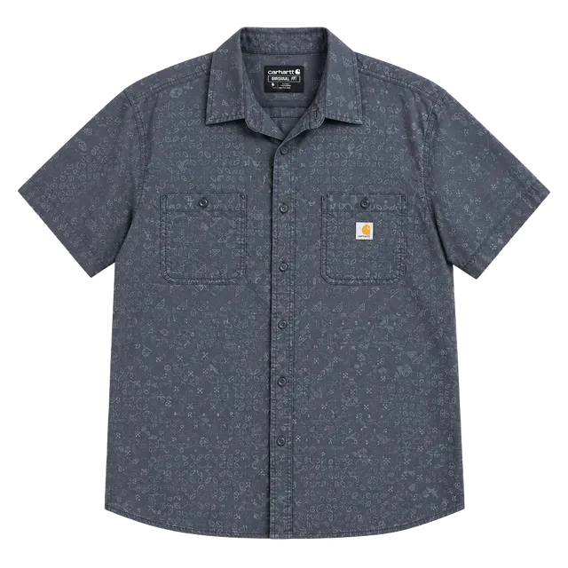 Carhartt Rugged Flex Relaxed Fit Short Sleeve Shirt 2XL Blue Bandana Print