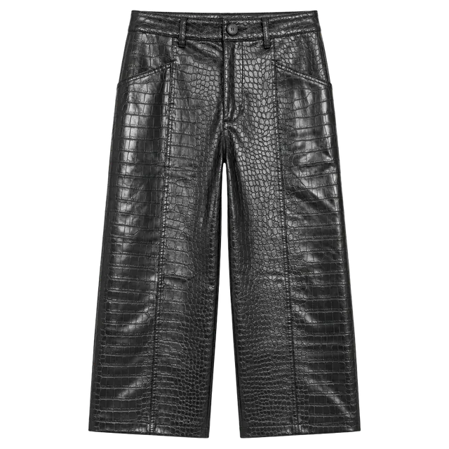 A New Day Faux Leather Croc Print Pants Black