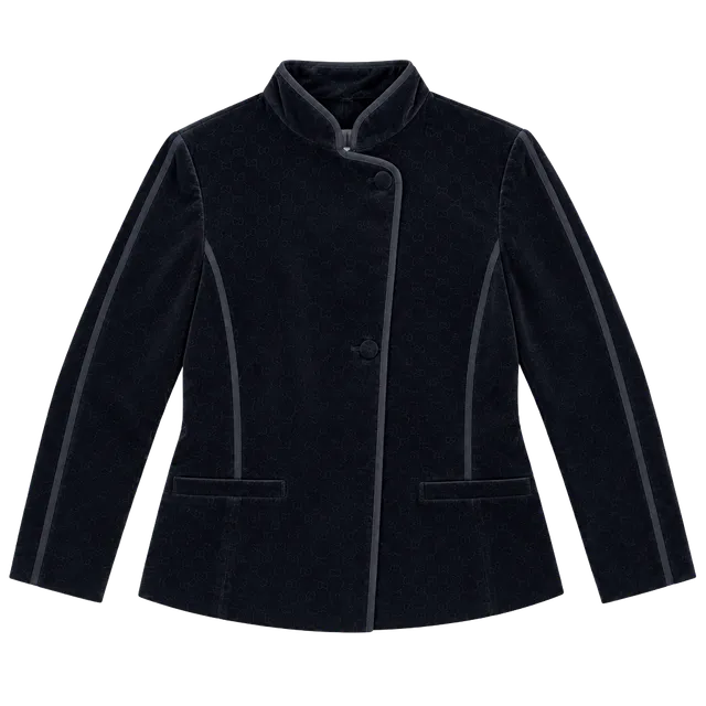 Gap Velvet Jacket Size 6 Black Mock Neck Button Blazer