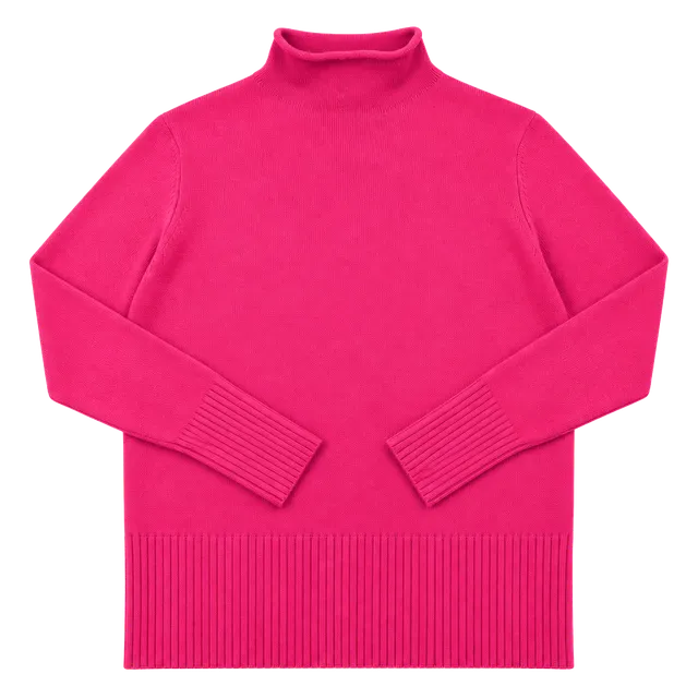 French Connection Turtleneck Sweater Size S Hot Pink Ribbed Knit Pullover