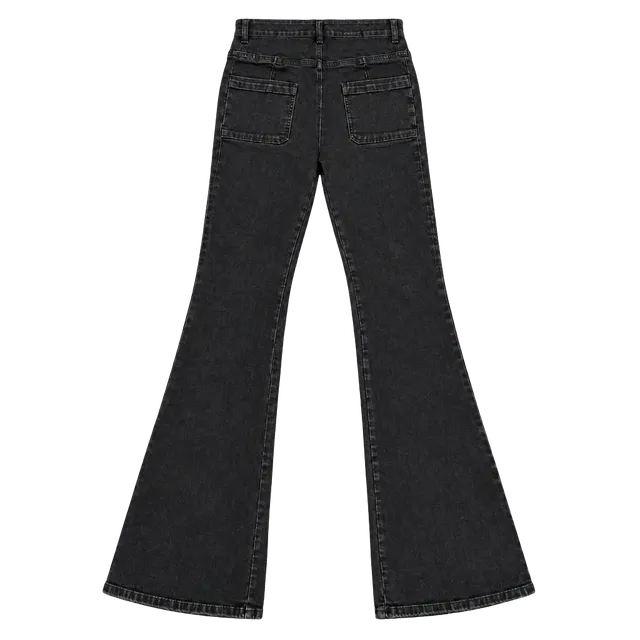 Travel no hardware comfy FRAME Flare Jeans Black Washed Denim