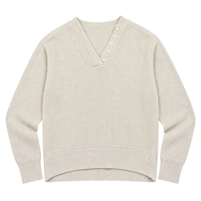 L.L. Bean vintage Cotton Thermal Henley Sweater Size XL Vintage White USA Made