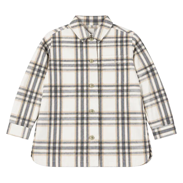 Old Navy Plaid Flannel Shirt Size L White Gray Tan