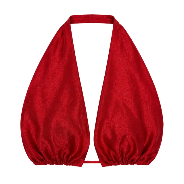 Red Satin Halter Crop Infinity Top