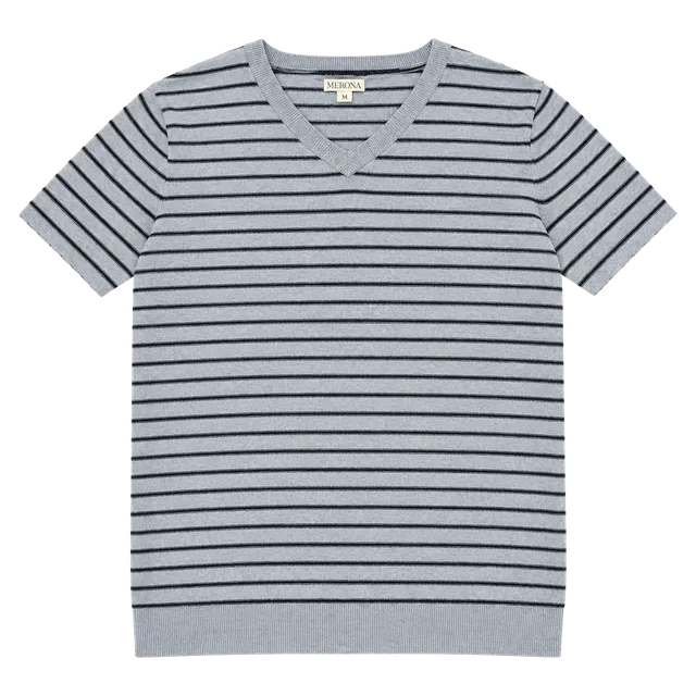 Merona Striped V-Neck Sweater Size M Blue Black