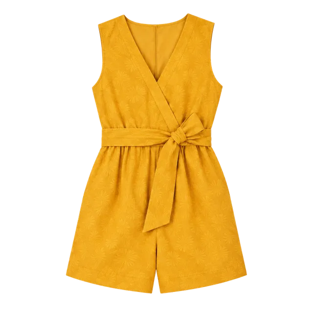 Anthropologie Maeve Luana Linen Romper Yellow Sz 6
