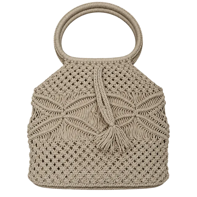 Vintage Macrame Handbag Cream Woven Purse
