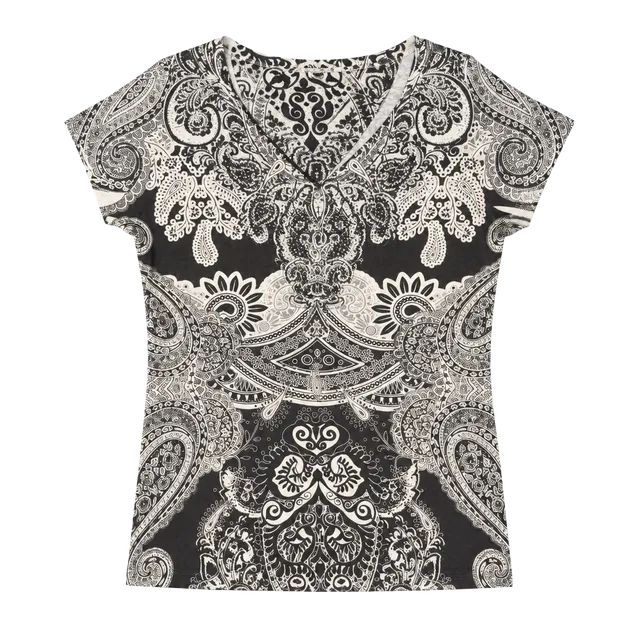 Covington Black White Paisley Blouse Size L