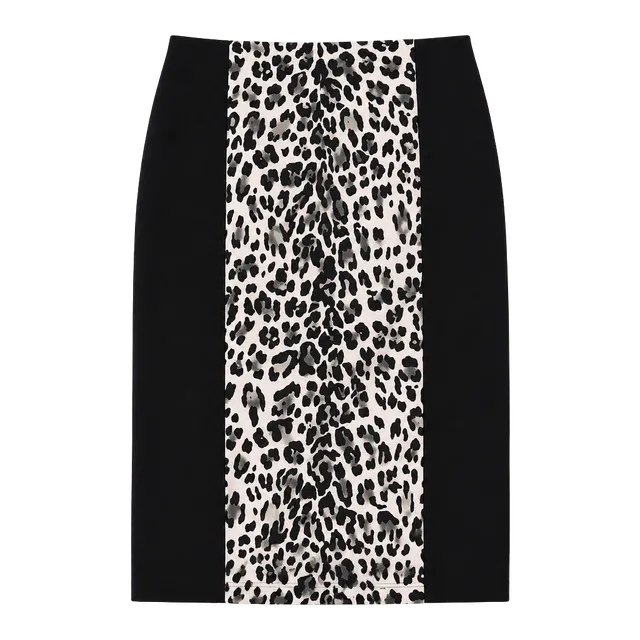 Skirt Pencil Leopard Print Black White