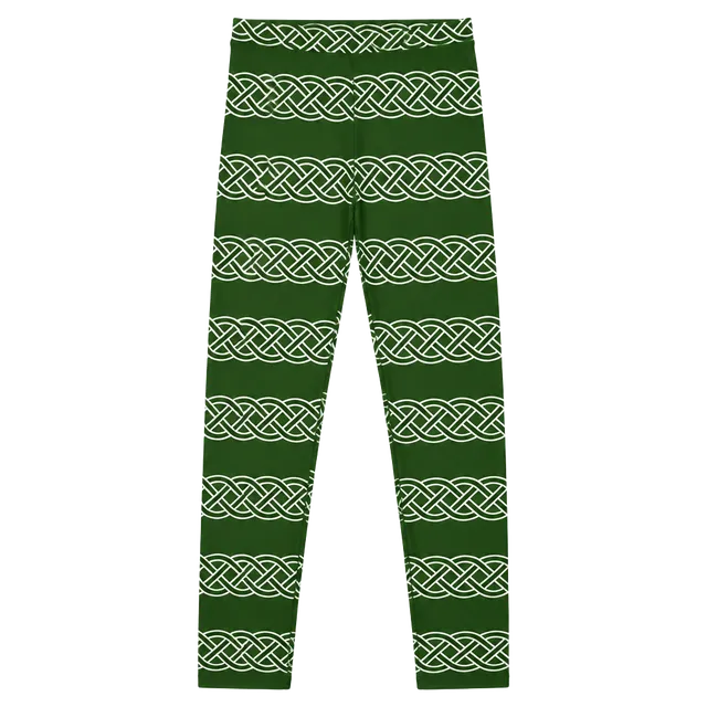 LuLaRoe Leggings Tween Size Green White Celtic Knot Pattern