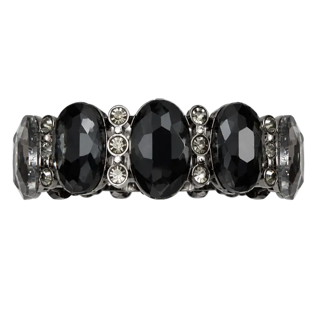 Unbranded Black Rhinestone Stretch Bracelet Gunmetal