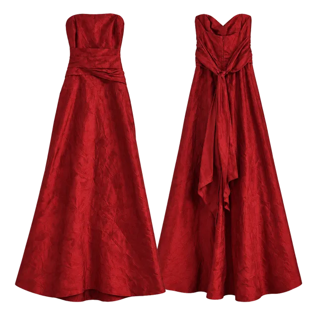 Lazaro Burgundy Red Strapless Bridal Wedding Gown Size 12 Style 3738.