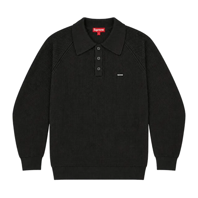 Supreme Knit Polo Sweater Size S Black Small Box Logo