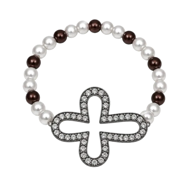 Rhinestone Cross Beaded Stretch Bracelet