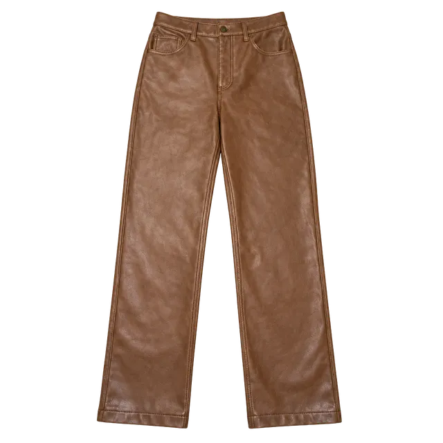 Abercrombie & Fitch Faux Leather Pants 27/4S Brown 90s Straight Ultra High Rise