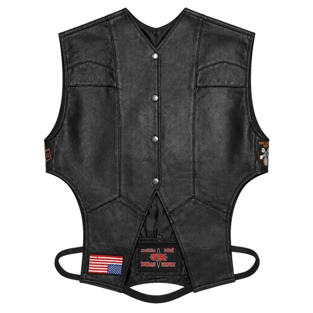 Bike Star Leather Motorcycle Vest Size M Black Harley Davidson Patches