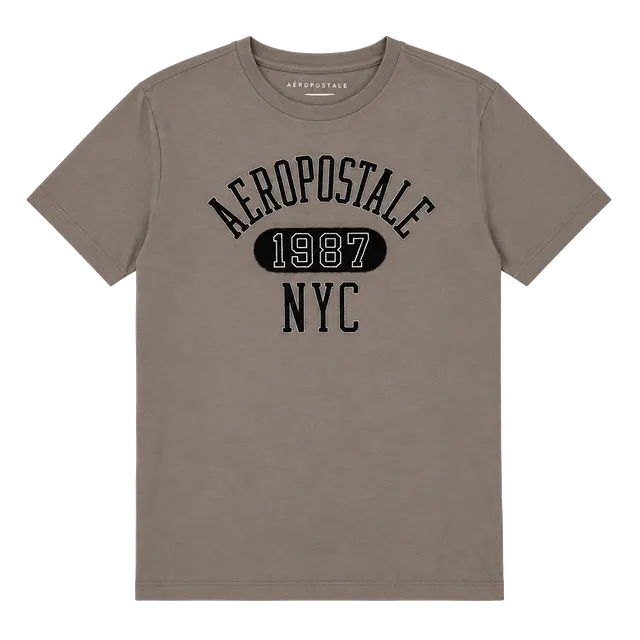 Aeropostale 1987 NYC Graphic T-Shirt Size M Gray Cotton Blend
