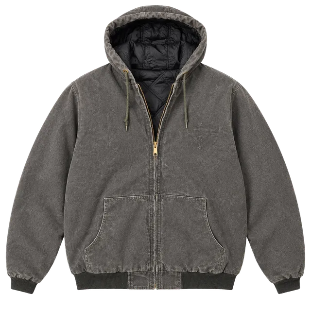 Dunbrooke Quilted Hooded Canvas Work Jacket XL Brown With Orange Spray