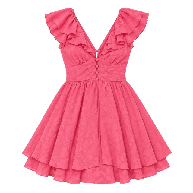 Mustard Seed Ruffle Romper Size S Pink Tie Back Button Front