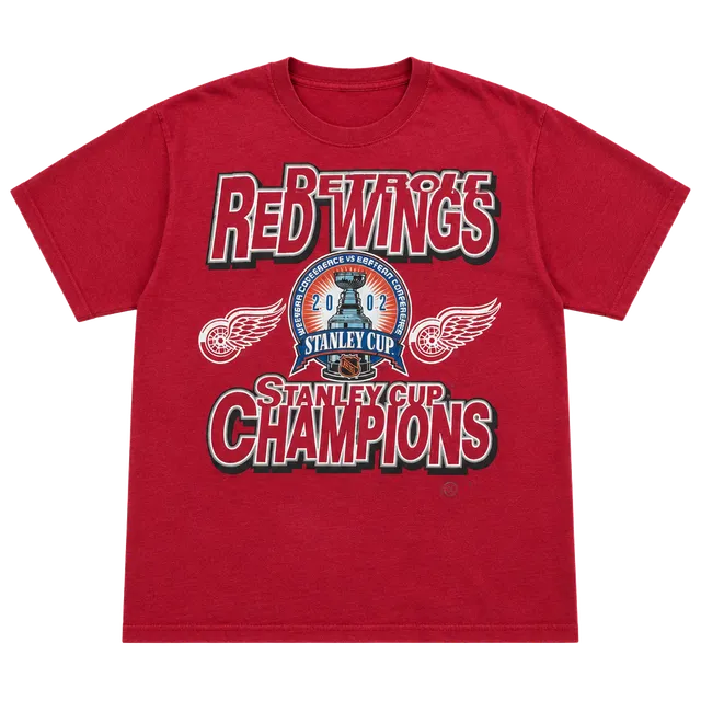Hanes Detroit Red Wings 2002 Stanley Cup Champions T-Shirt Size L Red
