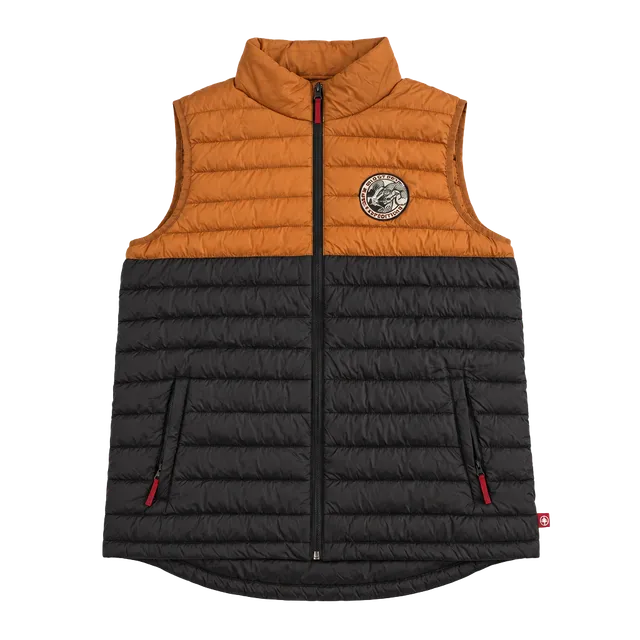 ​Shiner Bock x Magellan Outdoors Puffer Vest Brown Orange Men's Full Zip