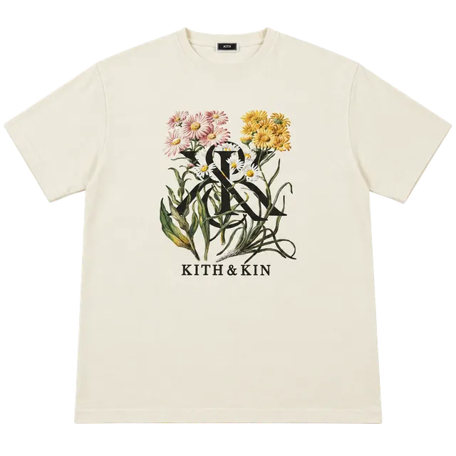 Kith Kith & Kin Graphic T-Shirt Cream Floral Size M (OF)